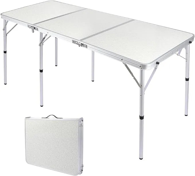 Aluminum Folding Camping Table with Adjustable Height Legs, 2/3/4ft