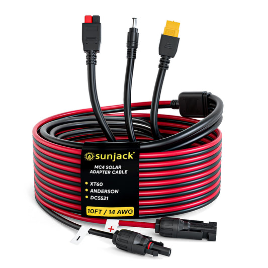 SunJack MC4 solar panel adapter cable and connectors