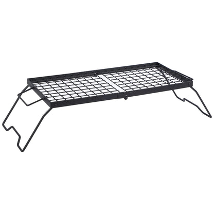 Portable Heavy Duty Folding Steel Campfire Grill Grate for Outdoor Cooking, Black