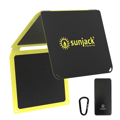 SunJack 15 Watt faltbares monokristallines ETFE-Solarpanel-Ladegerät mit 10000-mAh-Powerbank-Akku