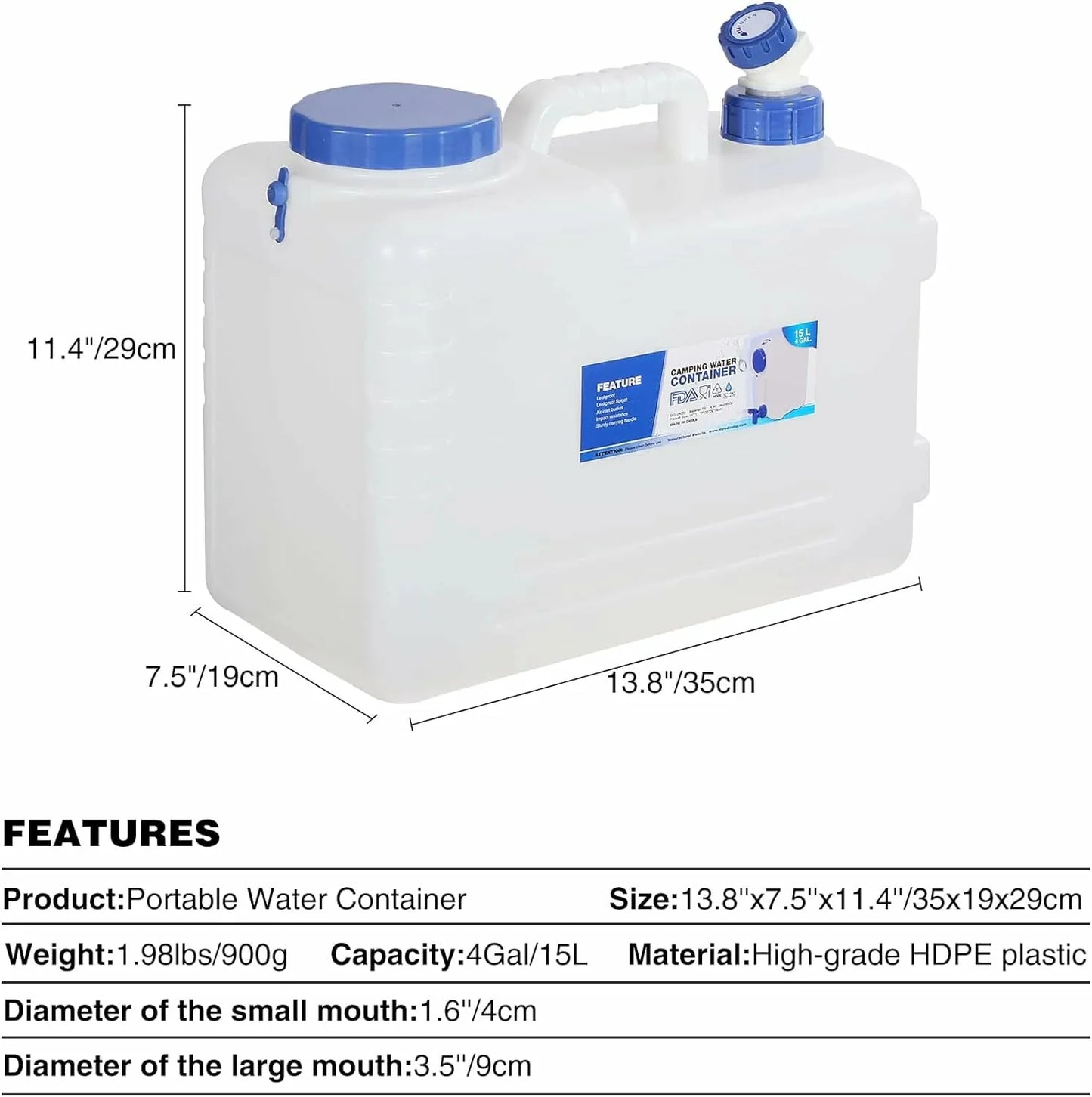 REDCAMP Portable Water Container with Spigot