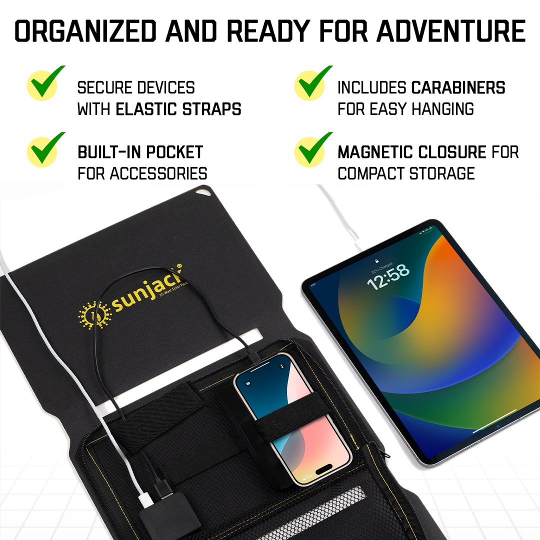 SunJack Rugged 25W Solar Charger + Two 10,000mAh Banks