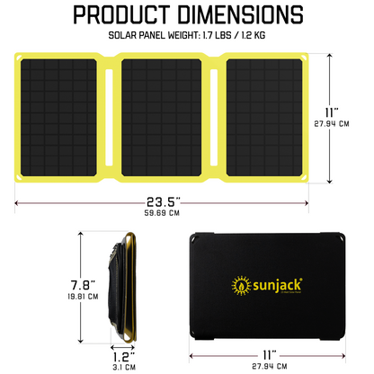 SunJack 25 ワット 折りたたみ式 ETFE 単結晶ソーラー パネル充電器