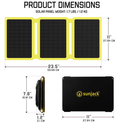 SunJack 25 Watt ETFE Foldable Portable Solar Panel Charger with Two 10000mAh Power Bank Batteries