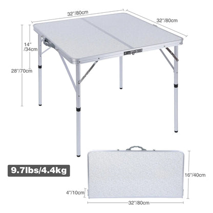 Aluminum Folding Camping Table with Adjustable Height Legs, 2/3/4ft