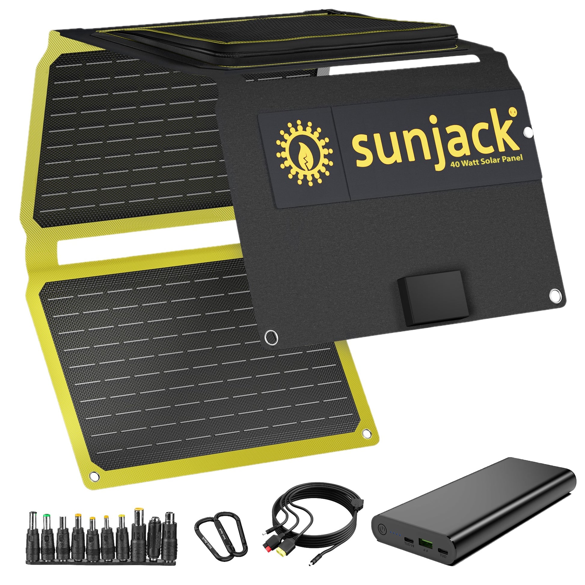 SunJack 40W Foldable Solar Panel Charger and 100W 25600mAh Power Bank