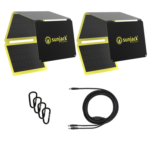 SunJack 120 Watt Solar Kit - Includes Two 60 Watt Foldable Solar Panels with Parallel Adapter Cable