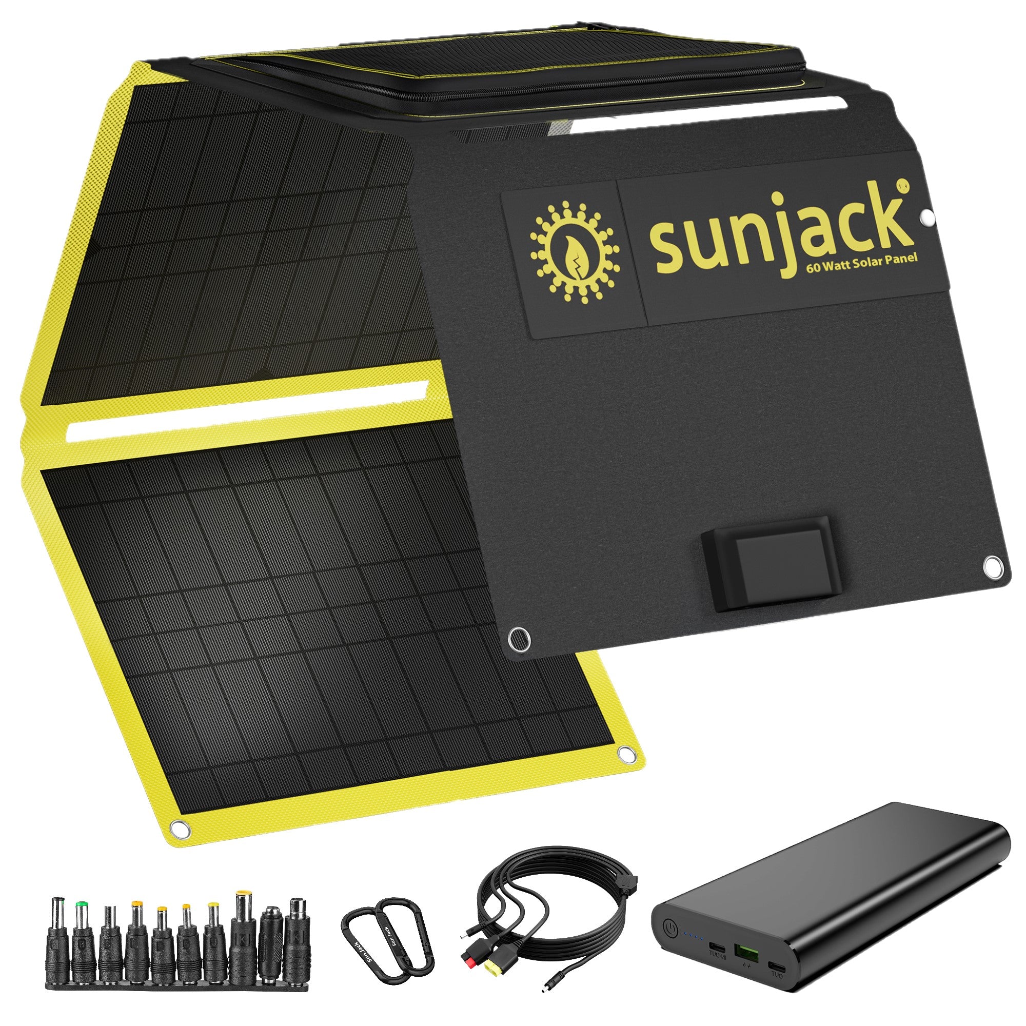 SunJack 60 Watt ETFE Foldable Portable Solar Panel Charger with Kickst