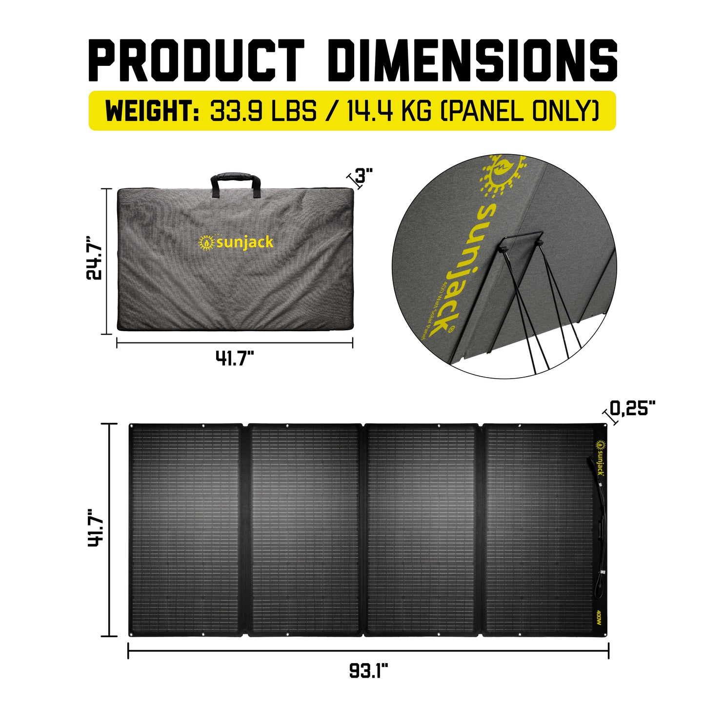 SunJack 400 Watt ETFE Foldable Portable Solar Panel Charger with Bracket Kickstands