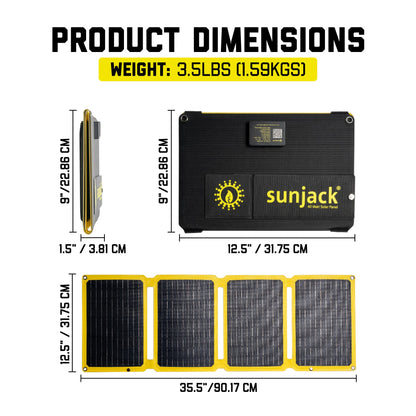 SunJack 40 Watt ETFE Foldable Portable Solar Panel Charger with Kickstands