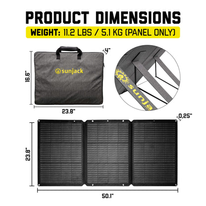 SunJack 120 Watt ETFE Foldable Portable Solar Panel with Kickstands