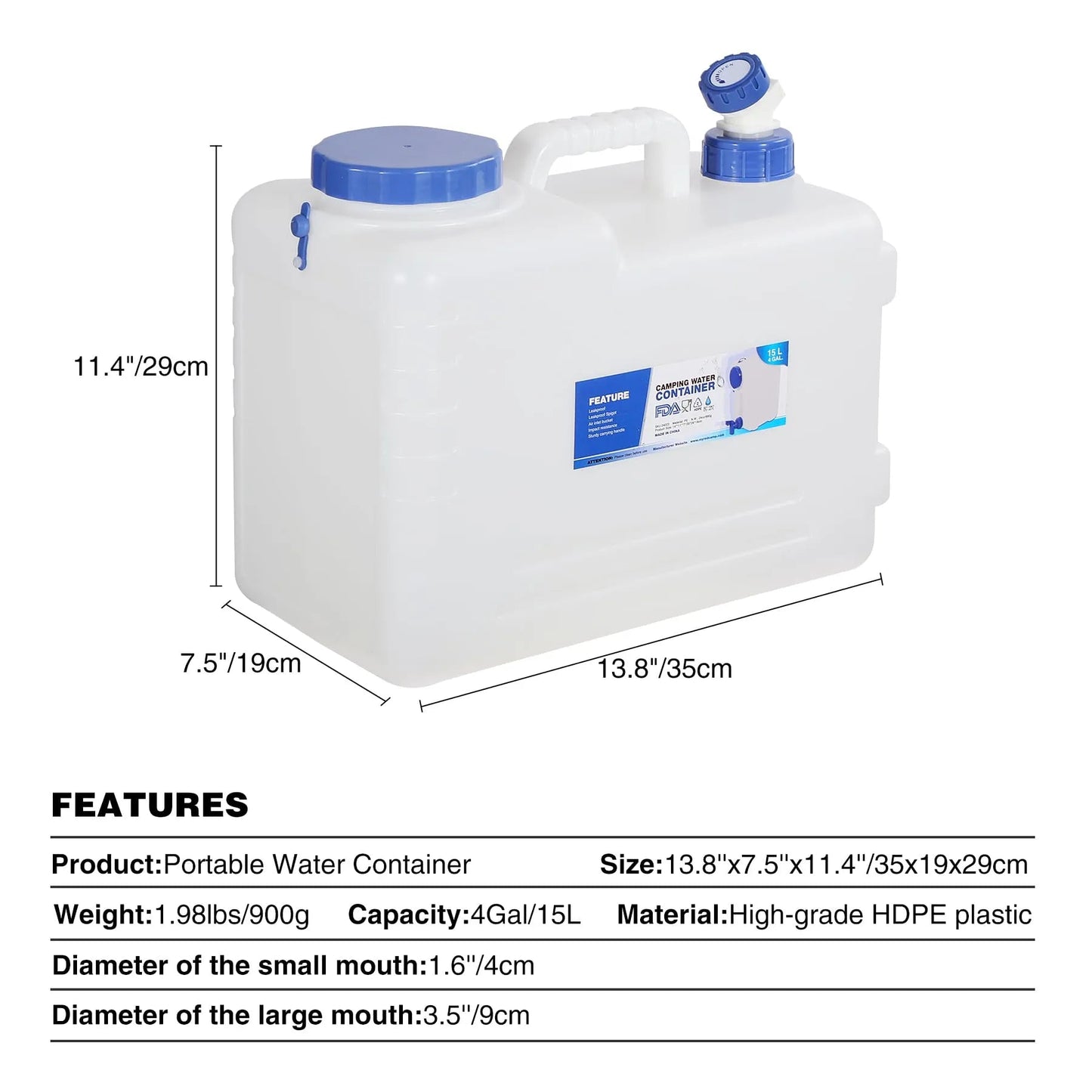 Portable Camping Water Container with Spigot and Wheels