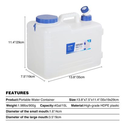 Portable Camping Water Container with Spigot and Wheels
